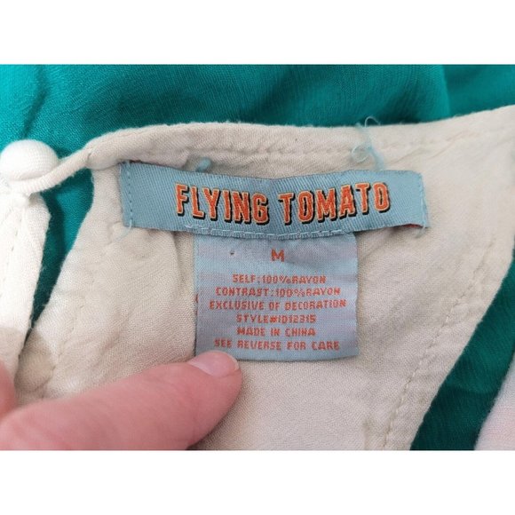 Flying Tomato Green Southwestern Print Dress Size M Embroidered Sleeveless - Picture 7 of 7